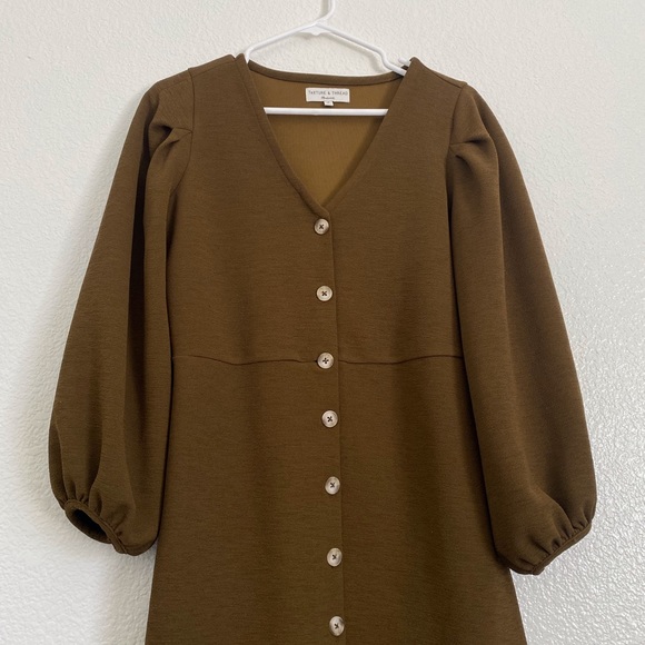 MADEWELL ARMY GREEN BUTTON DOWN DRESS - Picture 3 of 6